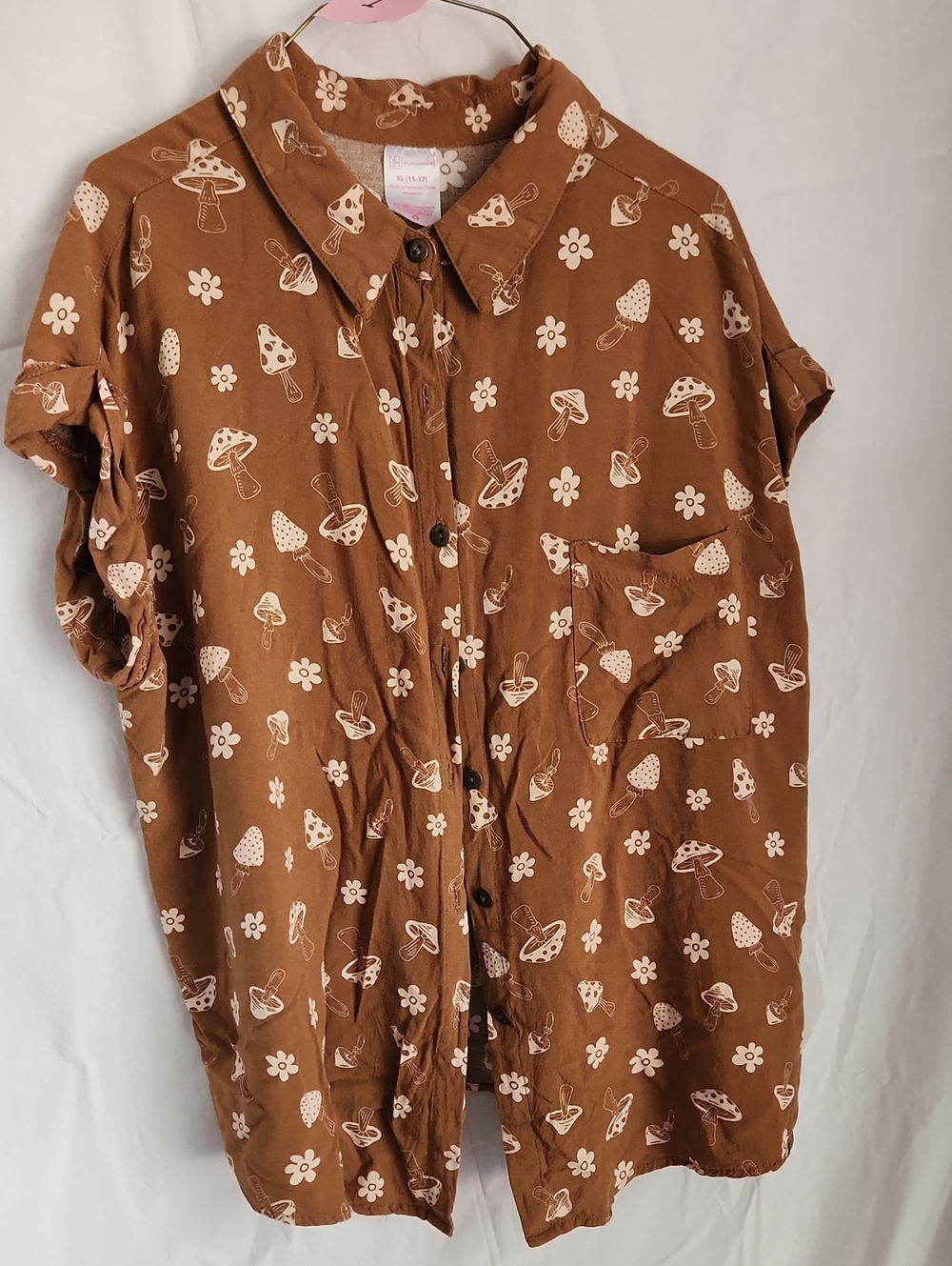 No Boundaries Mushroom Button Down
